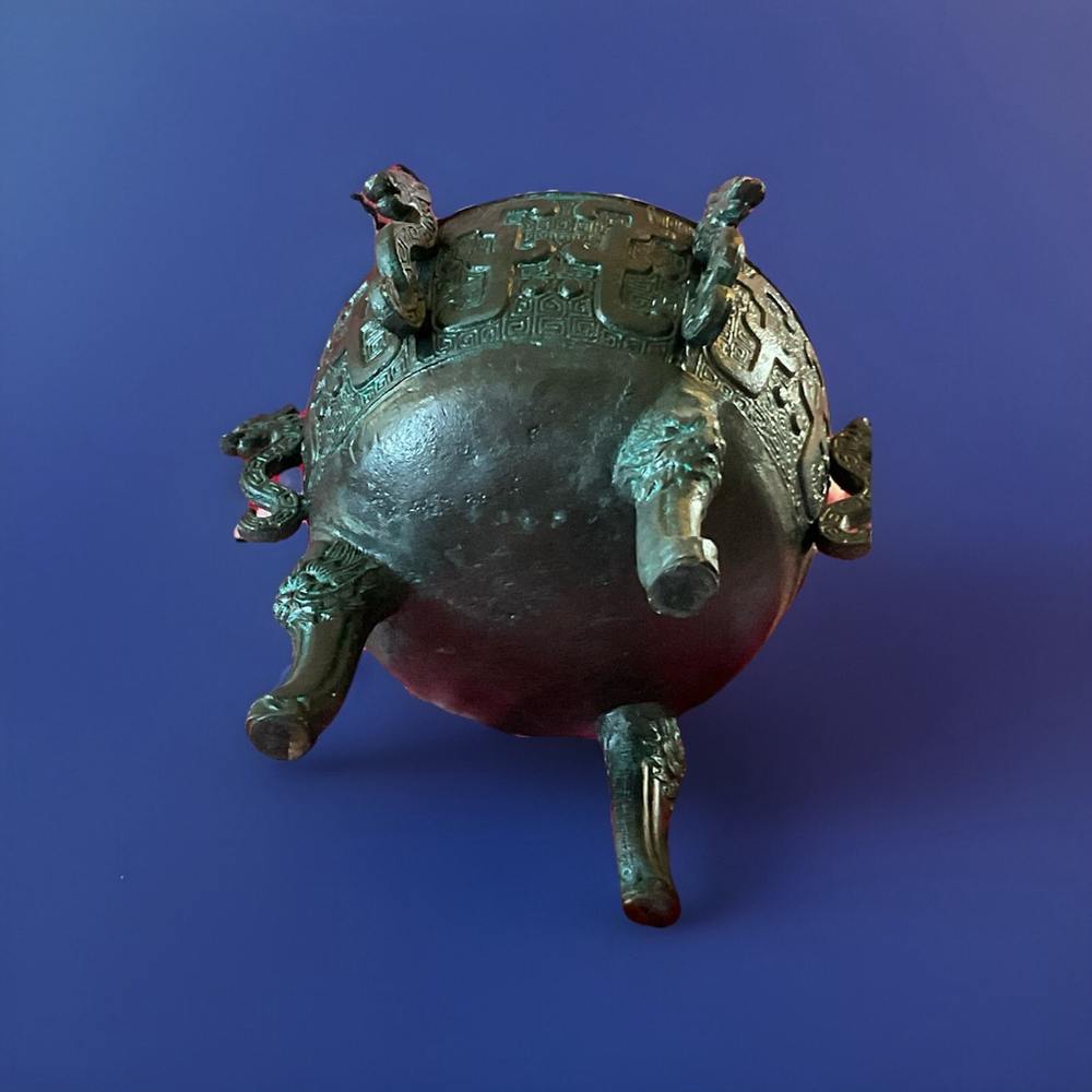 Vintage James Mont style Bronze Mayan Design Ice Bucket green - Picture 6 of 7